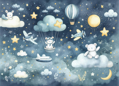 variant:A0068 | Montgolfieres Enfant — papier peint sur mesure Novomur