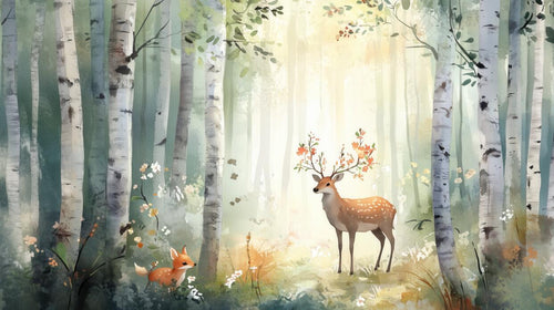 variant:A0211 | Animaux Foret — papier peint sur mesure Novomur