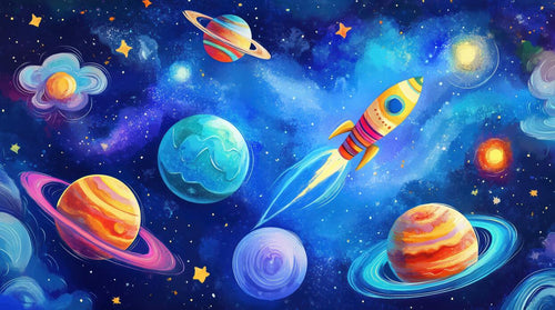 variant:A0521 | Espace Planetes Enfant — papier peint sur mesure Novomur