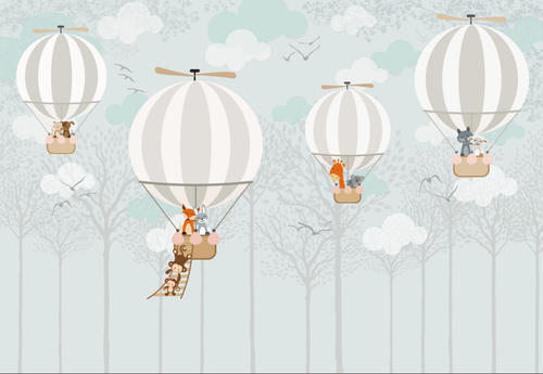 variant:AS0688 | Montgolfieres Enfant — papier peint sur mesure Novomur