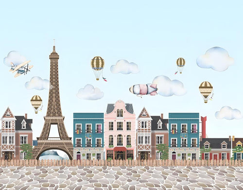 variant:D0017 | Montgolfieres Enfant — papier peint sur mesure Novomur