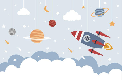 variant:D0734 | Espace Planetes Enfant — papier peint sur mesure Novomur