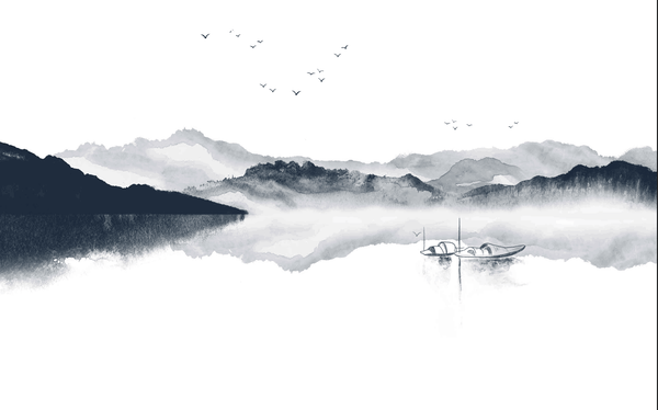 variant:E0353 | Paysage Oriental Ivoire — papier peint sur mesure Novomur