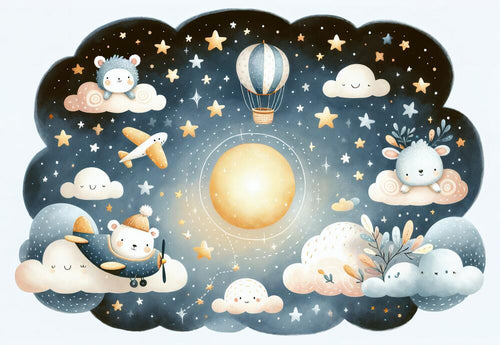 variant:F0412 | Ciel et Galaxie Gris — papier peint sur mesure Novomur