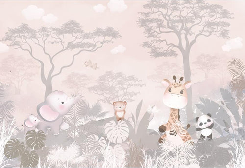 variant:F0650 | Licorne Enfant Gris Perle — papier peint sur mesure Novomur