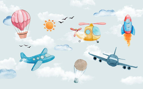 variant:SK0064 | Montgolfieres Enfant — papier peint sur mesure Novomur