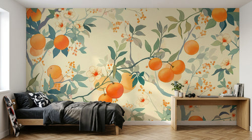 Papier peint Fruits Agrumes Beige - Sur mesure - Design A0113