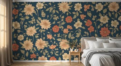 Papier peint Liberty Floral Anthracite - Sur mesure - Design F0218