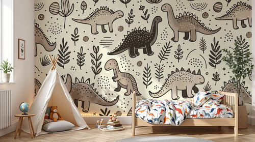 variant:A0311 | enfant_05_adventure已做 — Safari au Coucher du Soleil Gris Perle — papier peint Novomur