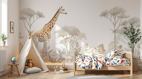 variant:A0401 | enfant_05_adventure已做 — Safari au Coucher du Soleil Gris Perle — papier peint Novomur