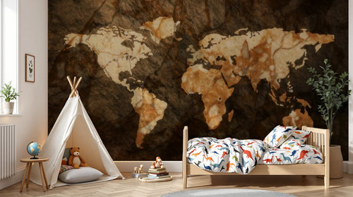 variant:A0880 | enfant_05_adventure — Planisphere Noir — papier peint Novomur