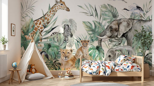 variant:C0280 | enfant_05_adventure已做 — Safari Savane Beige — papier peint Novomur