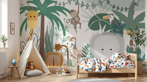 variant:C0889 | enfant_05_adventure — Aventure Safari Gris Perle — papier peint Novomur