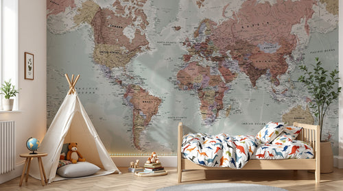 variant:C0991 | enfant_05_adventure — Globe Terrestre Sable — papier peint Novomur