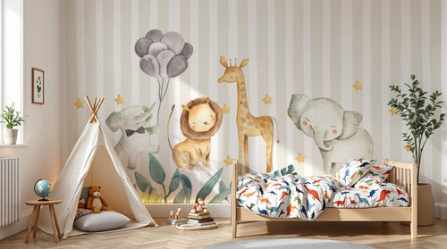 variant:D0187 | enfant_05_adventure — Aventure Safari Gris Perle — papier peint Novomur