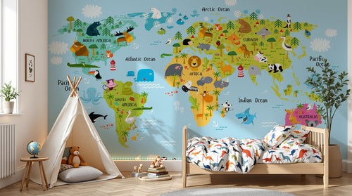 variant:D0499 | enfant_05_adventure已做 — Globe Terrestre Sable — papier peint Novomur