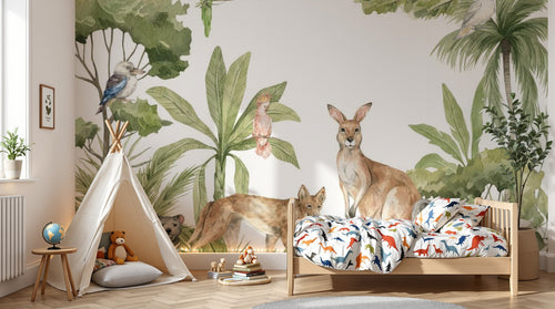 variant:D0998 | enfant_05_adventure — Animaux d'Afrique Gris — papier peint Novomur