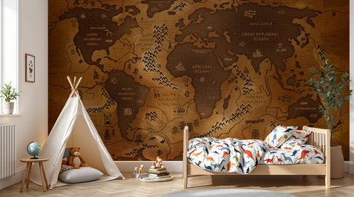 variant:E0133 | enfant_05_adventure — Globe Terrestre Sable — papier peint Novomur
