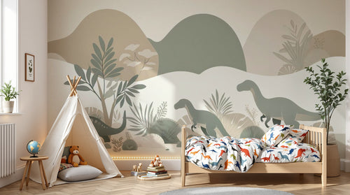 variant:F0583 | enfant_05_adventure已做 — Safari au Coucher du Soleil Gris Perle — papier peint Novomur
