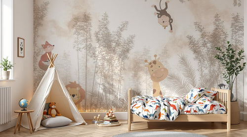 variant:F0631 | enfant_05_adventure — Safari Savane Beige — papier peint Novomur