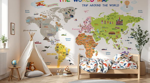 variant:SD0287 | enfant_05_adventure已做 — Globe Terrestre Sable — papier peint Novomur