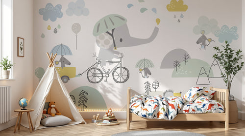 variant:SD0288 | enfant_05_adventure — Aventure Safari Gris Perle — papier peint Novomur