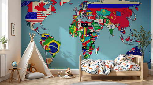 variant:SD0368 | enfant_05_adventure — Globe Terrestre Sable — papier peint Novomur