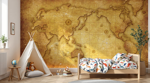 variant:SD0641 | enfant_05_adventure — Planisphere Noir — papier peint Novomur