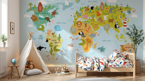 variant:SK0077 | enfant_05_adventure — Globe Terrestre Sable — papier peint Novomur