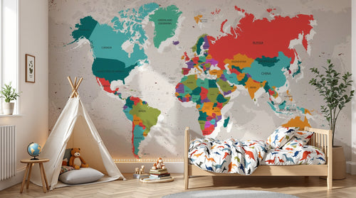 variant:SK0450 | enfant_05_adventure — Globe Terrestre Sable — papier peint Novomur