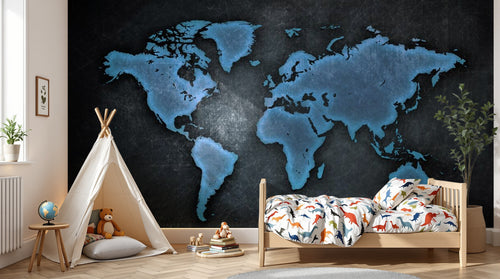 variant:SK0525 | enfant_05_adventure — Planisphere Noir — papier peint Novomur