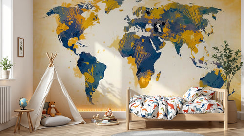 variant:SK0872 | enfant_05_adventure — Globe Terrestre Sable — papier peint Novomur