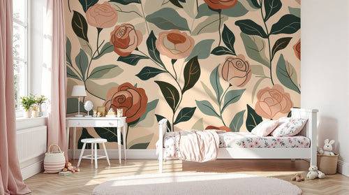 variant:F0875 | enfant_06_girly已做 — Fleurs des Champs Brun — papier peint Novomur