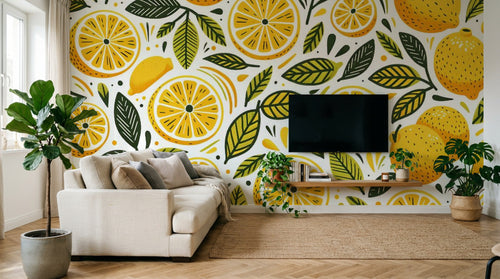 Papier peint Fruits Agrumes Beige - Sur mesure - Design F0658