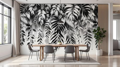 variant:A0323 | salle_02_modern — Canopee Tropicale Ivoire — papier peint Novomur