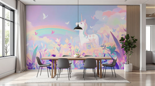 variant:A0520 | salle_02_modern已做 — Licorne Magique Gris Perle — papier peint Novomur