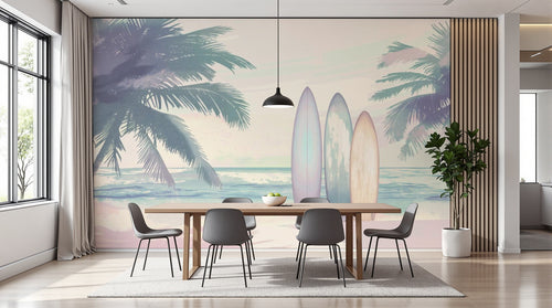 variant:A0830 | salle_02_modern已做 — Canopee Tropicale Ivoire — papier peint Novomur