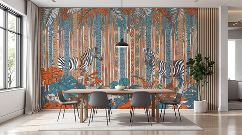 variant:SK0056 | salle_02_modern — Foret Luxuriante Brun — papier peint Novomur