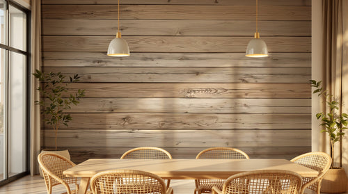 variant:A0829 | salle_03_warm_pendant已做 — Planches de Chene Brun — papier peint Novomur