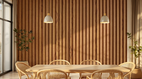 variant:D0148 | salle_03_warm_pendant — Lambris Blanchi Ivoire — papier peint Novomur