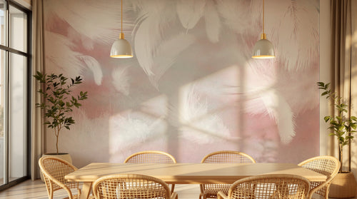 Papier peint Plumes Ivoire - Sur mesure - Design SK0739