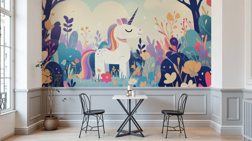 variant:A0810 | salle_04_bistro已做 — Licorne Magique Gris Perle — papier peint Novomur