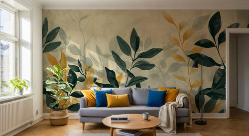 variant:A0610 | salon_01_scandi已做 — Bouquet Nocturne Anthracite — papier peint Novomur