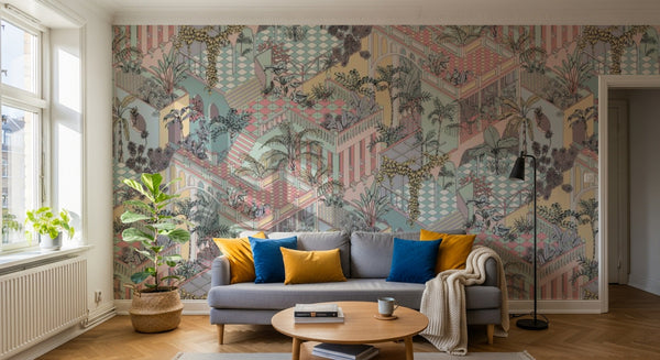 Papier peint Art Déco Éventails et Or - Collection 2 - Sur mesure - Design D0168