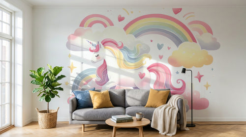 variant:A0012 | salon_02_scandi_morning已做 — Licorne Enchantee Blanc — papier peint Novomur