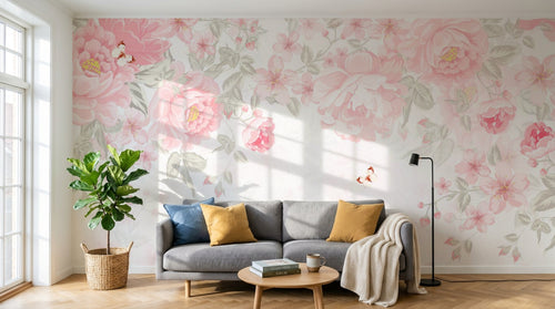 variant:A0134 | salon_02_scandi_morning — Composition Florale Ivoire — papier peint Novomur
