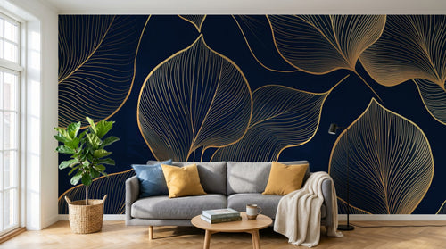 variant:A0614 | salon_02_scandi_morning已做 — Palmiers au Clair de Lune Noir — papier peint Novomur