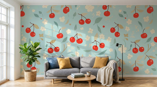 variant:A0660 | salon_02_scandi_morning — Fleurs des Champs Brun — papier peint Novomur