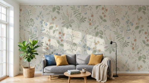 variant:D0173 | salon_02_scandi_morning — Fleurs des Champs Brun — papier peint Novomur