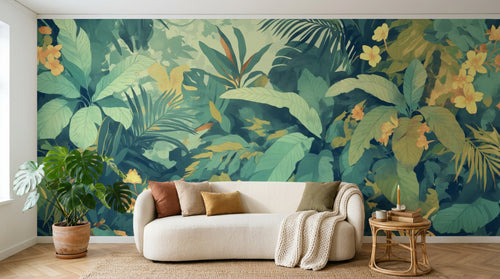 variant:A0077 | salon_03_boho已做 — Foret Equatoriale Noir — papier peint Novomur